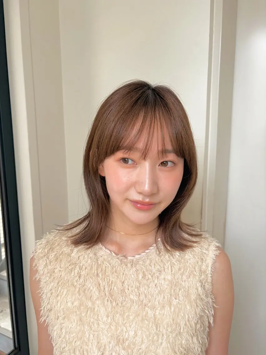 ショート カラー ブラウンカラー ボブ レイヤーカット 小顔カット 外ハネヘア カット ヘッドスパ ヒナ/動くレイヤー/ 酸性ストレートのヘアスタイル