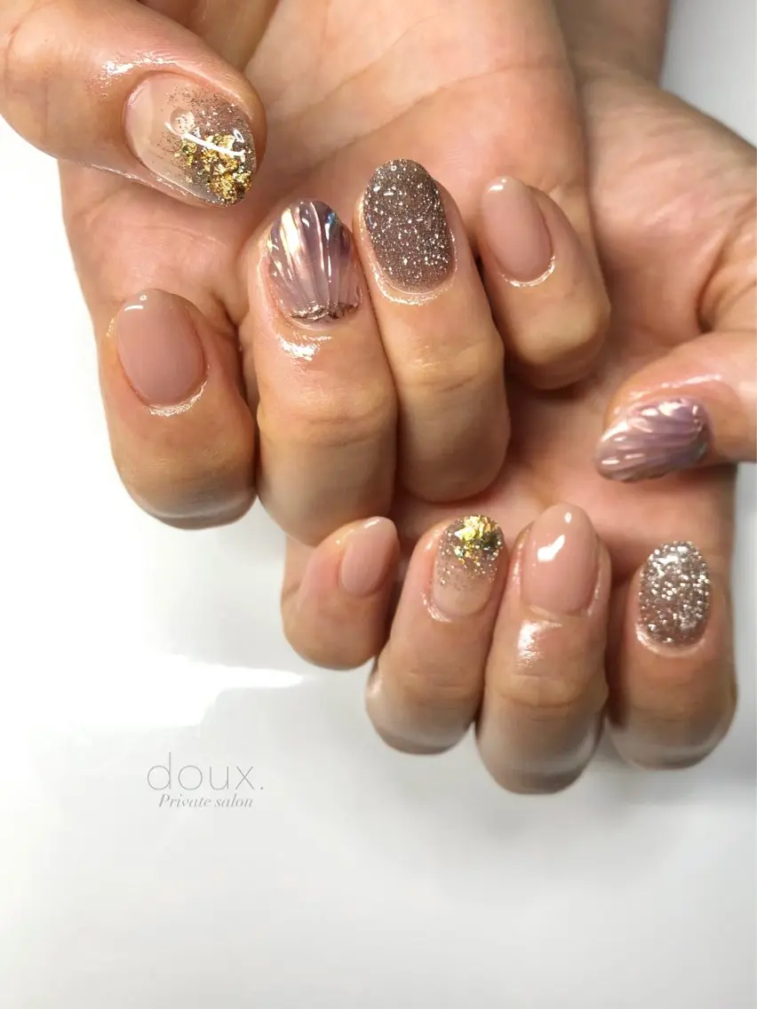 ネイル フラッシュネイル フットネイル 韓国ネイル ニュアンスネイル オフィスネイル doux. nailのネイルデザイン