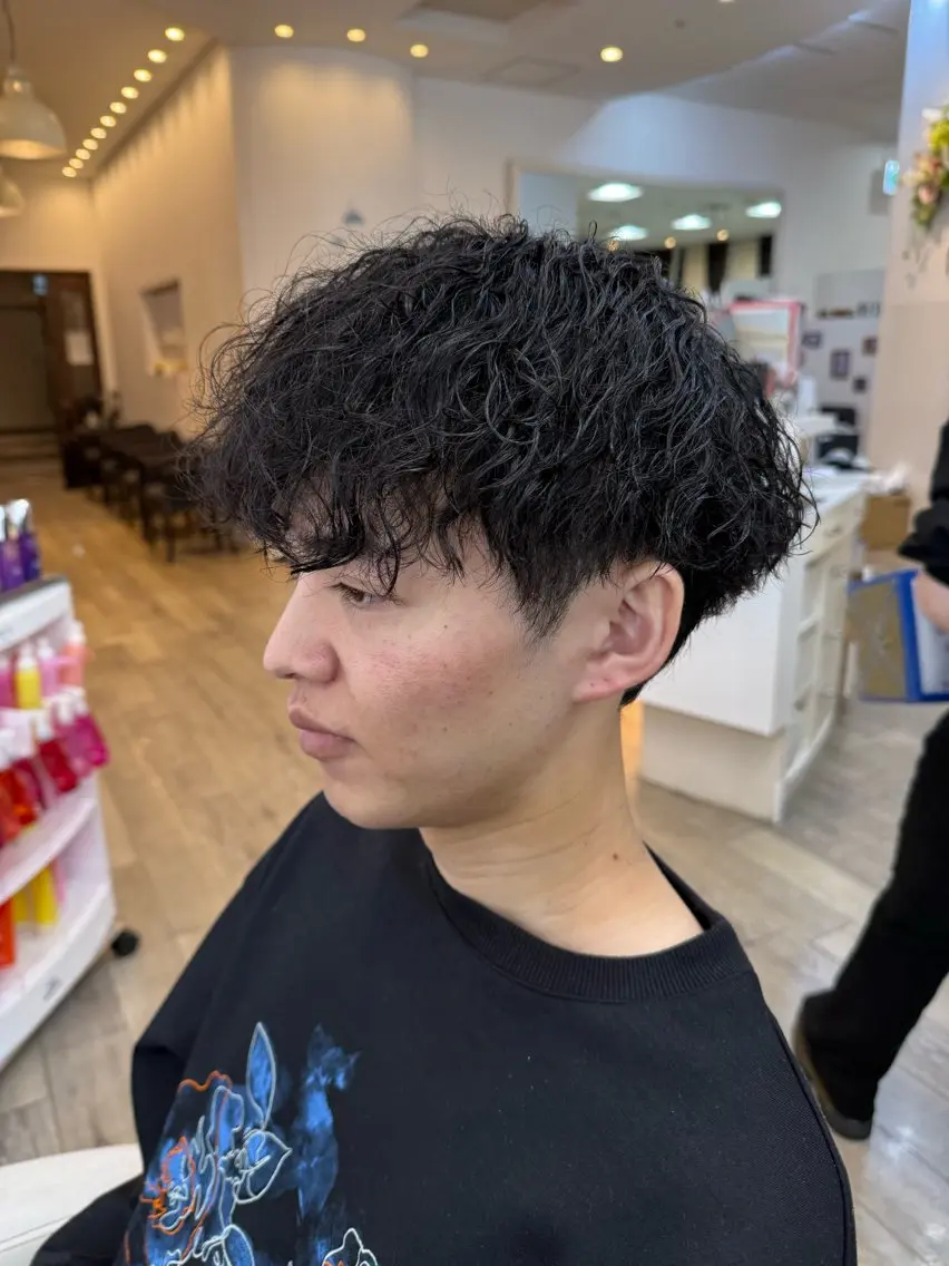 ショート パーマ メンズ カット パーマ 市川 博紀 店長のヘアスタイル
