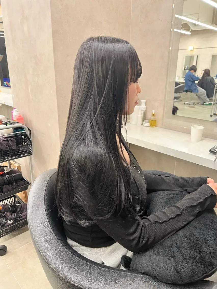 ロング カラー パーマ ヘアアレンジ メンズ キッズ 上品＆韓国風 🥀海心🥀のヘアスタイル
