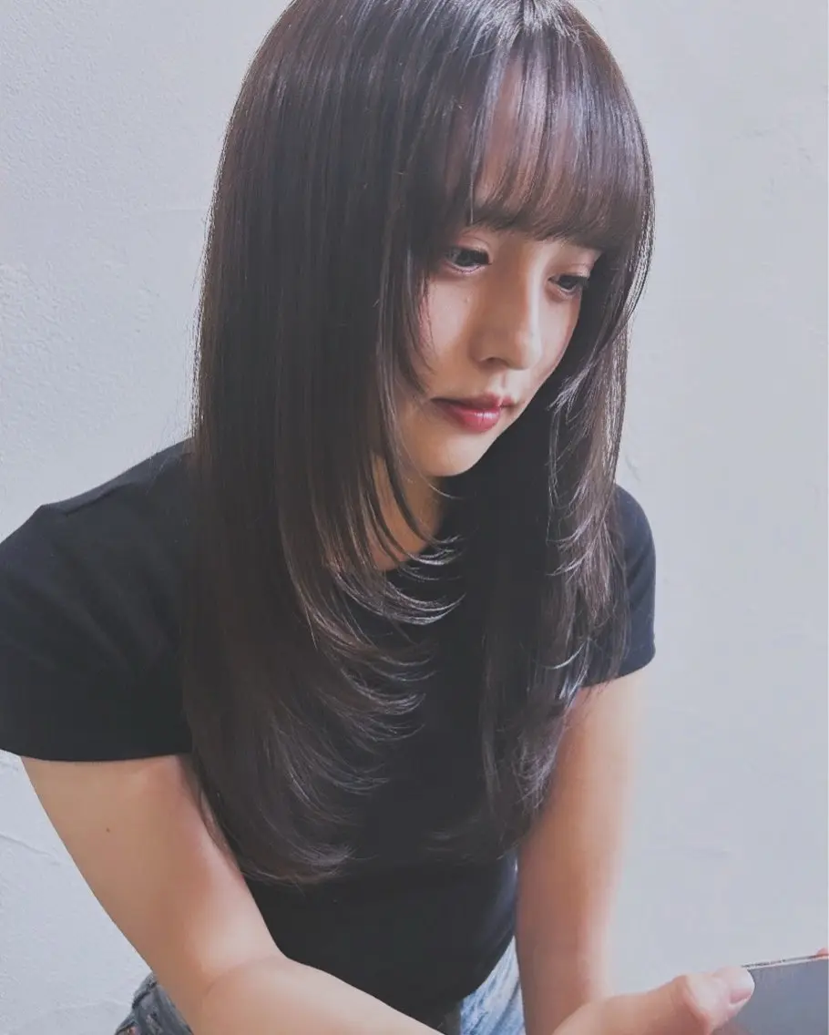 ロング カット ヘアカラー トリートメント レイヤーカット｜高崎 ｜艶カラー｜剣持友希のヘアスタイル