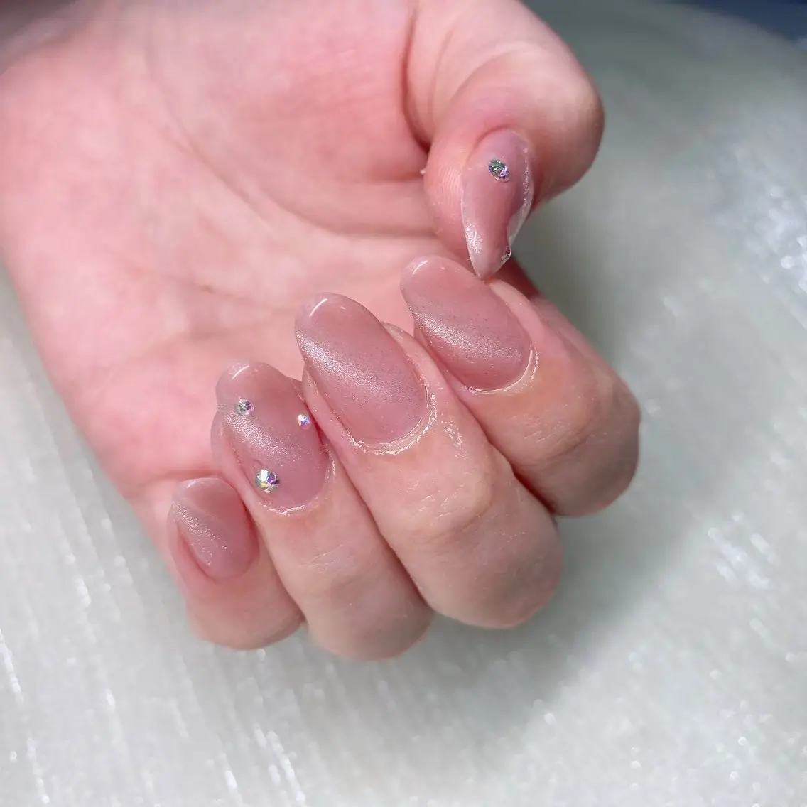 ネイル 長さ出し ストーンネイル ハンドネイル Nailist suzuのネイルデザイン