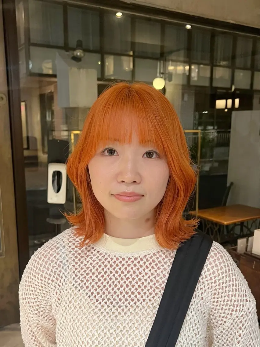 セミロング カラー ヘアアレンジ ブリーチ ブラウンカラー 透明感カラー オレンジ レッドカラー カット ヘアカラー トリートメント レイヤー/艶髪矯正 🪐takushiのヘアスタイル