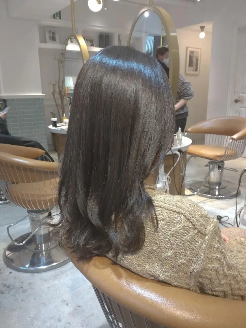 💎ダメージ99%カット💎イノアオイルカラー+髪質改善『KERASTASE』Tr+超音波アイロン+カットの写真