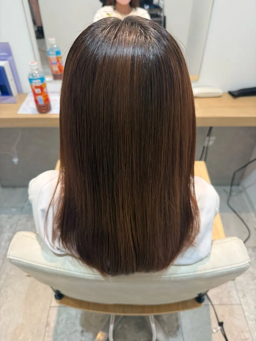 ミディアム 縮毛矯正 S.O.L おうたのヘアスタイル