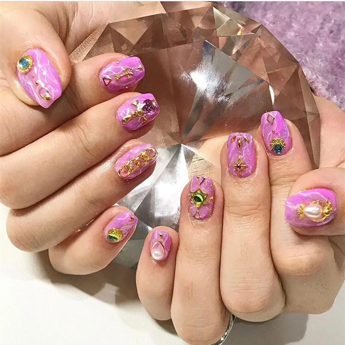 ネイル 渋谷／チップ長さ出し 👑アプレgel-xのネイルデザイン