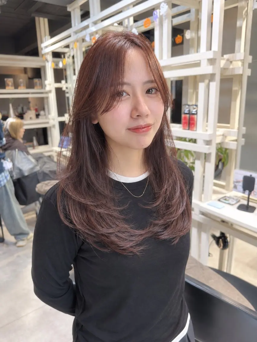ロング カット ヘアカラー トリートメント 恵比寿結べるレイヤー 地毛風カラー大場のヘアスタイル