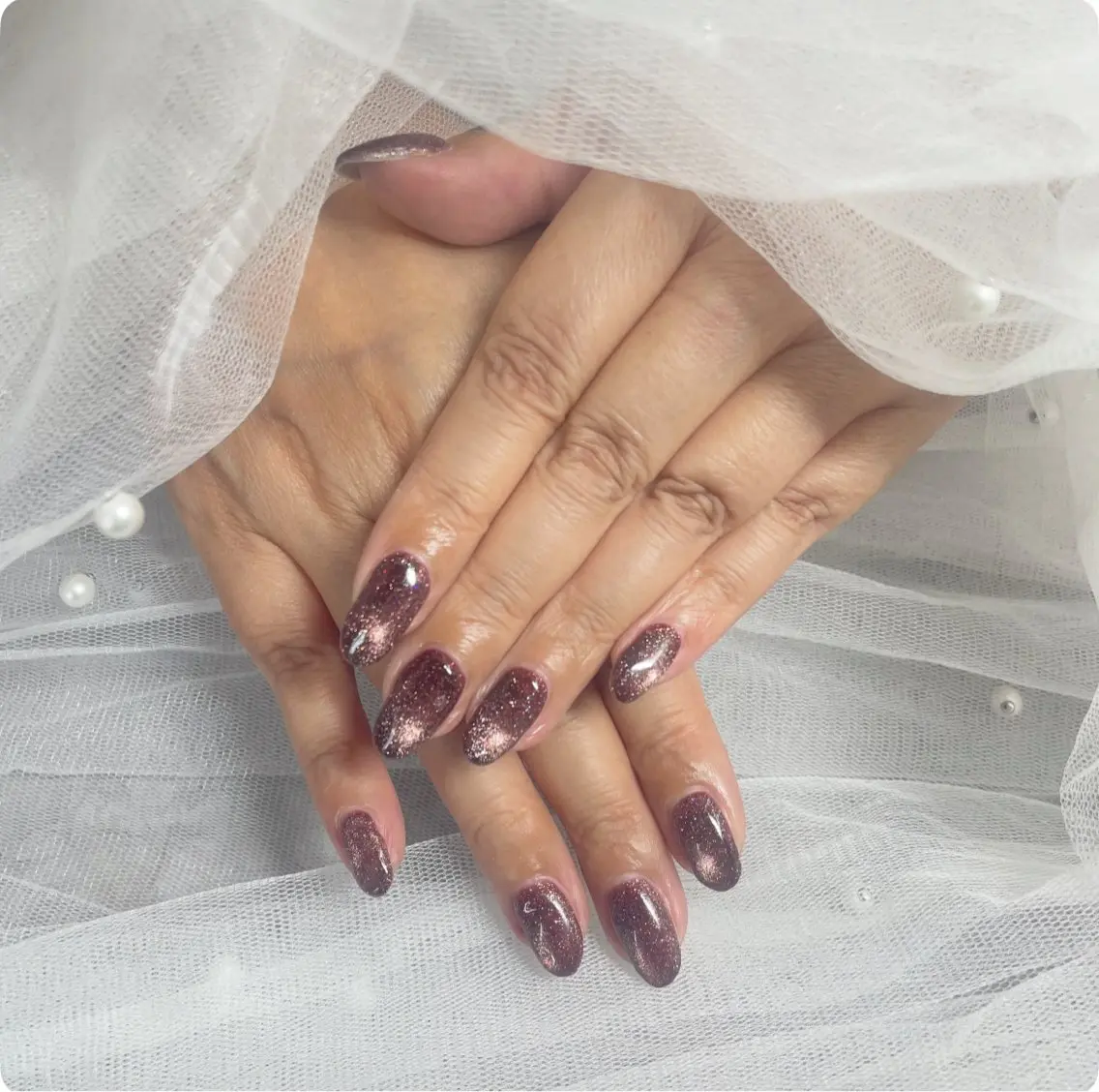 ネイル ブラウン マグネットネイル ハンドネイル Chul Nail 愛莉のネイルデザイン