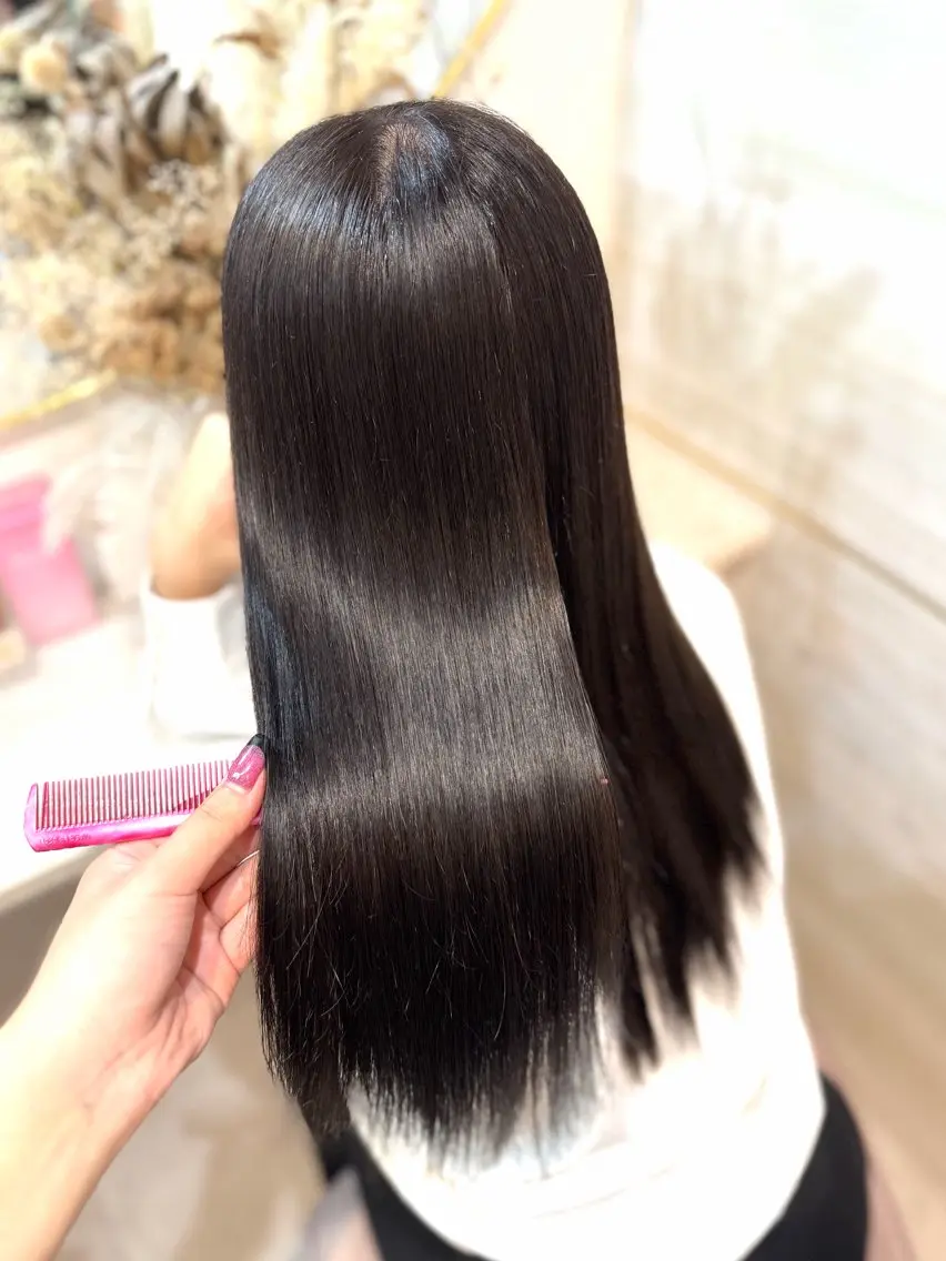 ロング カラー 縮毛矯正 🩶鈴木茉奈🩶艶髪 /透明感/暖色カラーのヘアスタイル
