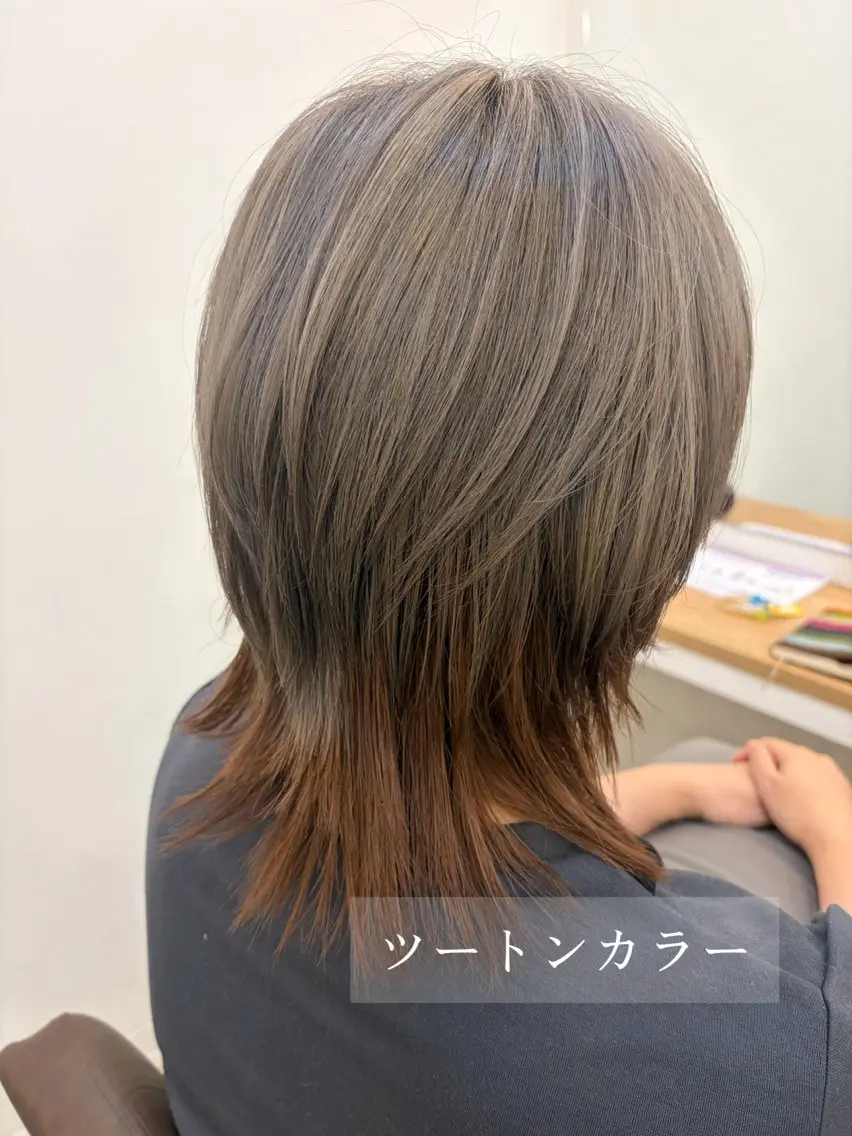 ミディアム ウルフカット カット ヘアカラー 山下柚奈 /ボブ/レイヤーのヘアスタイル