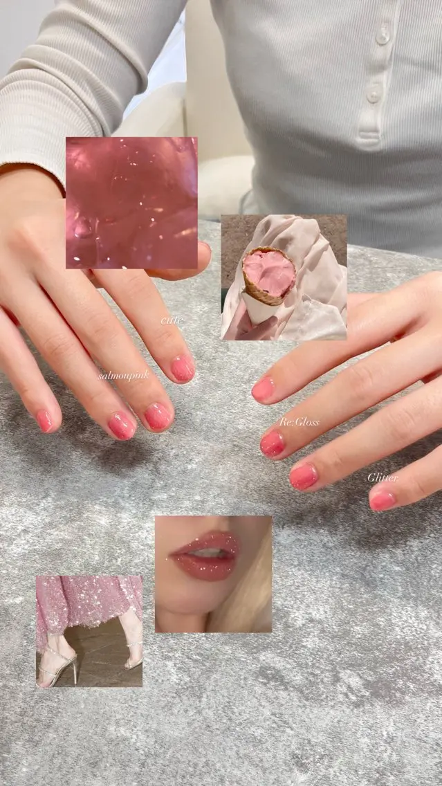 ネイル ラメ(グリッター) オフィスネイル ピンク ハンドネイル 佐々木 南々美のネイルデザイン