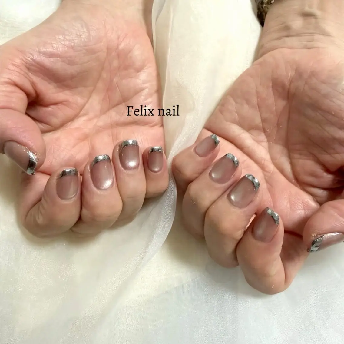 ネイル フレンチネイル ミラーネイル ハンドネイル Felixnail TANAKA🐰🤍のネイルデザイン