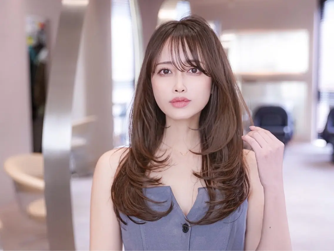 ロング カラー 透明感カラー レイヤーカット カット ヘアカラー 天神/韓国レイヤー/ 白水 雅人のヘアスタイル