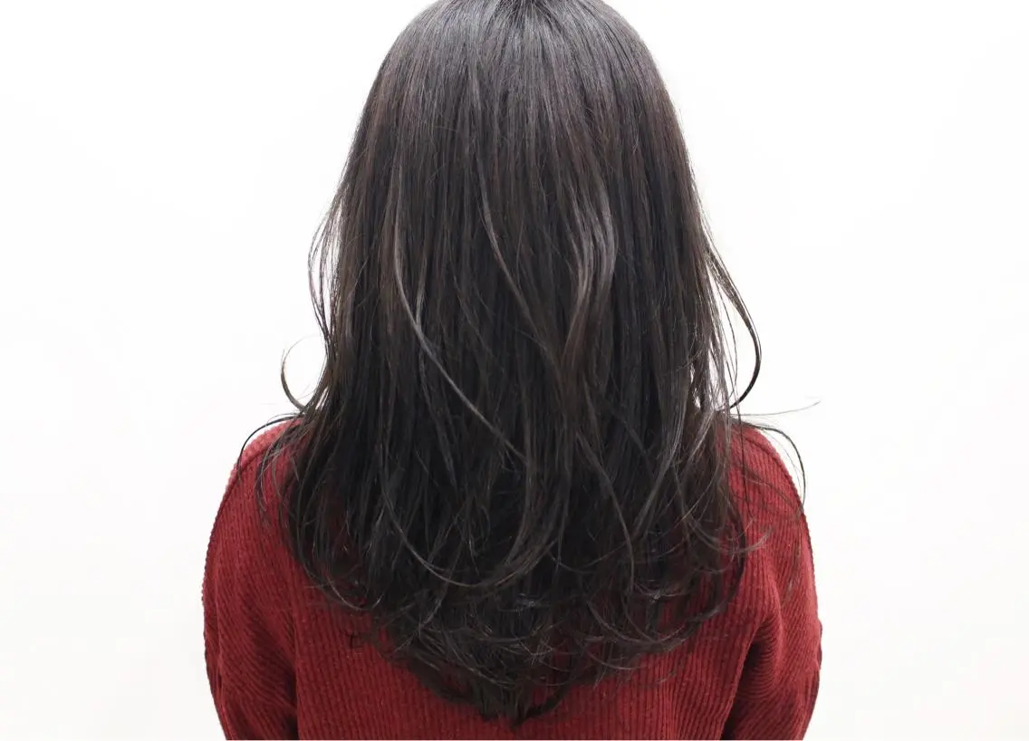 セミロング カラー アッシュ ボルドーカラー イシマル ナオヤのヘアスタイル
