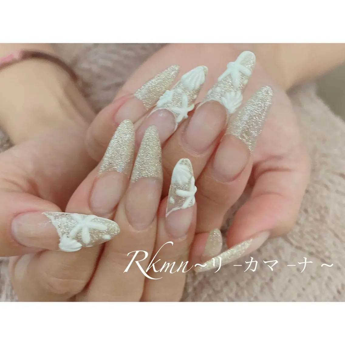ネイル アートネイル フレンチネイル キラキラネイル ラメ(グリッター) 春ネイル ハンドネイル フットネイル ハンドケア Rkmn ~リ-カマ-ナ~のネイルデザイン