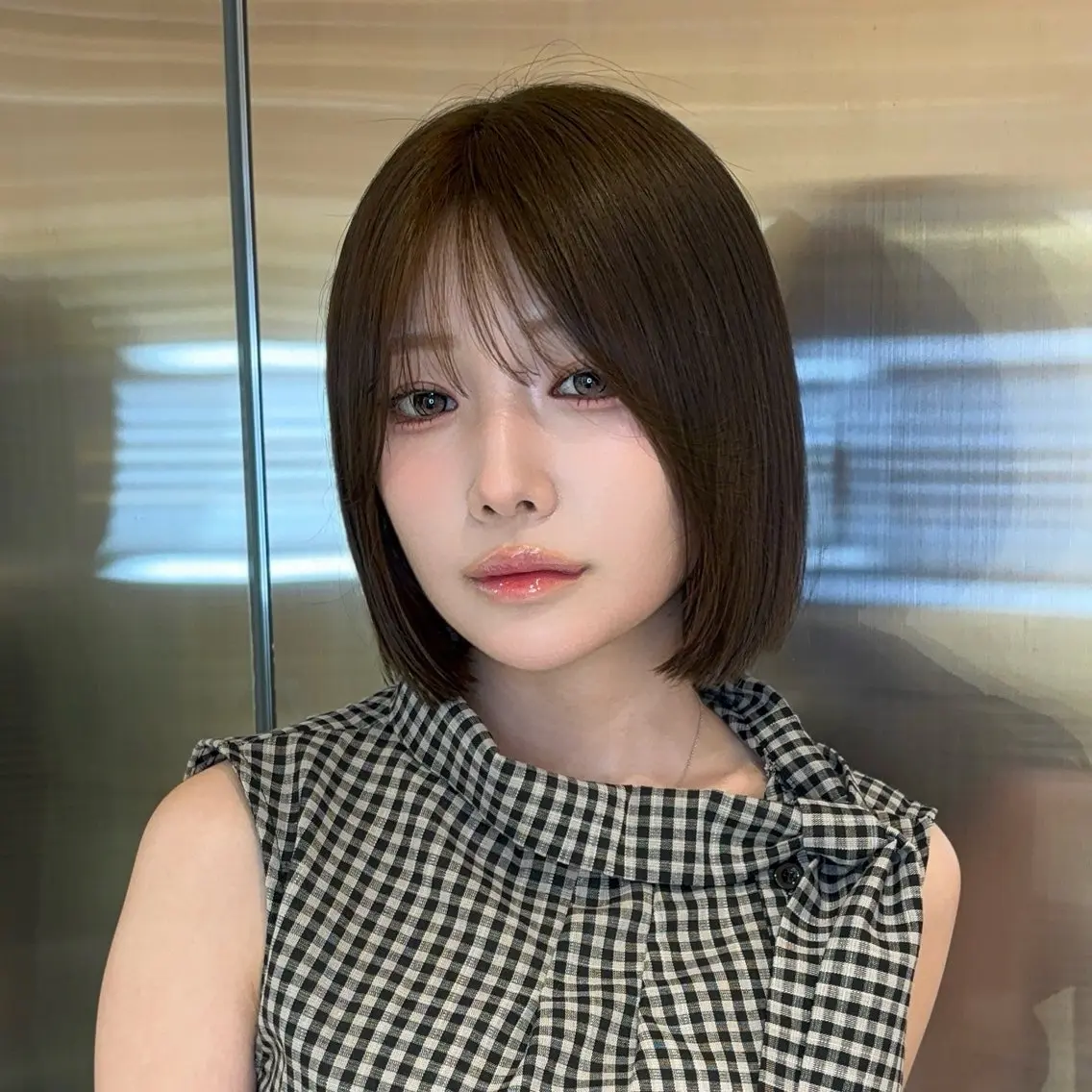 ミディアム カラー ヘアアレンジ ベージュカラー 透明感カラー ボブ 韓国風ヘア ワンホンヘア 韓国ヘア/ レイヤー/Rumiのヘアスタイル