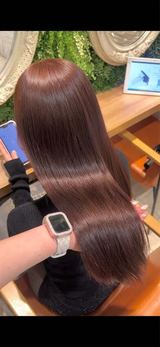 セミロング カラー ヘアカラー 髪質改善🫧艶カラー ✨縮毛矯正🎀しゅりのヘアスタイル