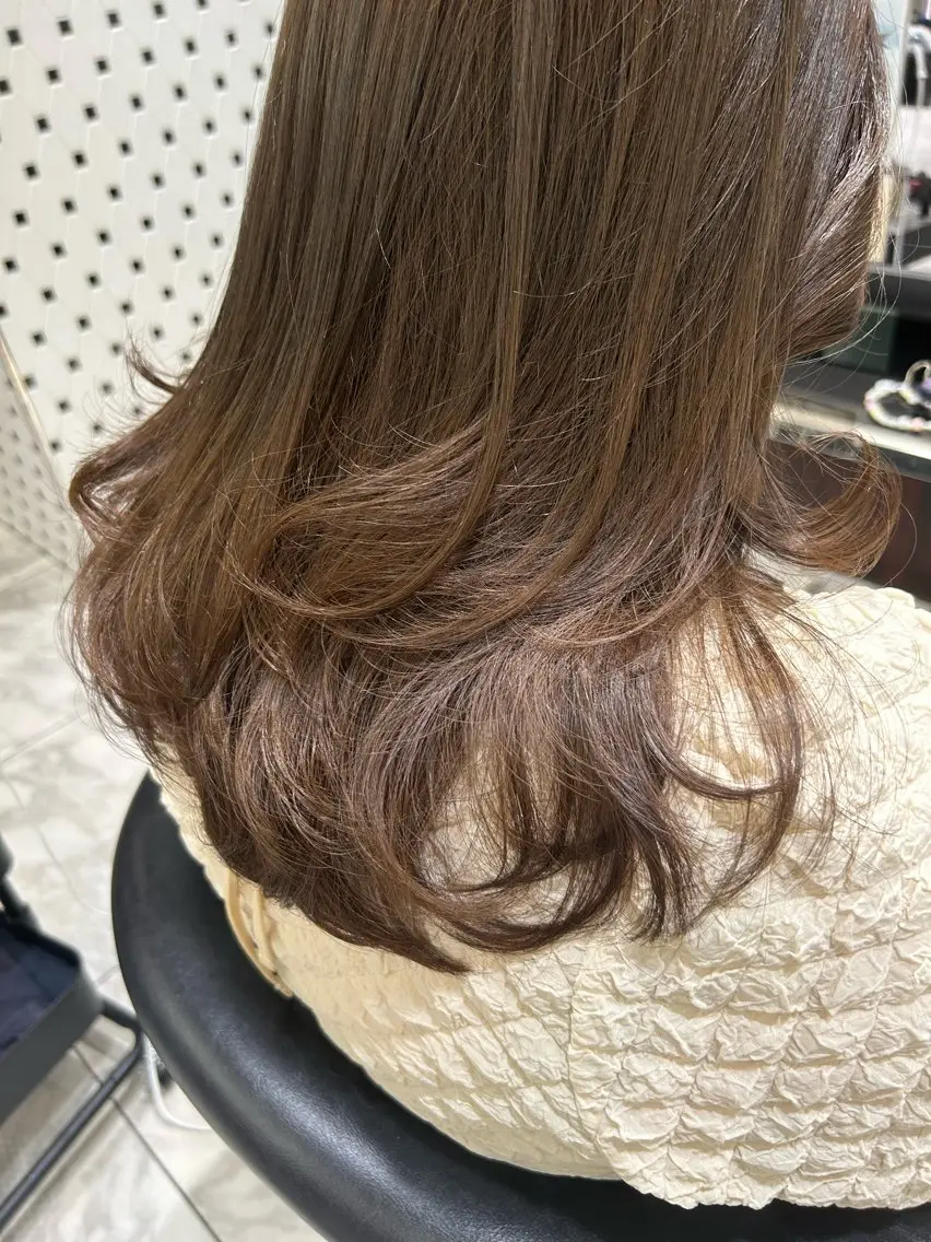 セミロング カラー 韓国っぽ水光肌カラー マンツーマン🫧なおのヘアスタイル