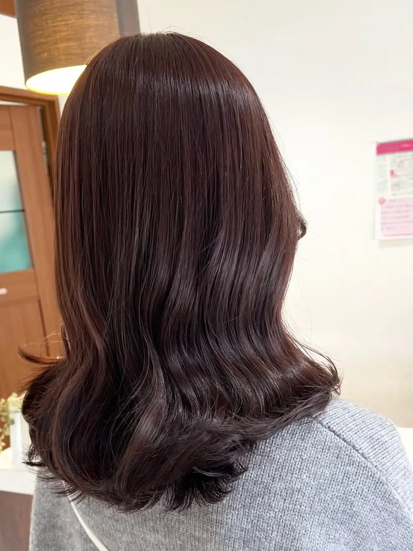 ミディアム ピンクブラウン カット ヘアカラー トリートメント Oishi🦮🐩 10月から産休のヘアスタイル