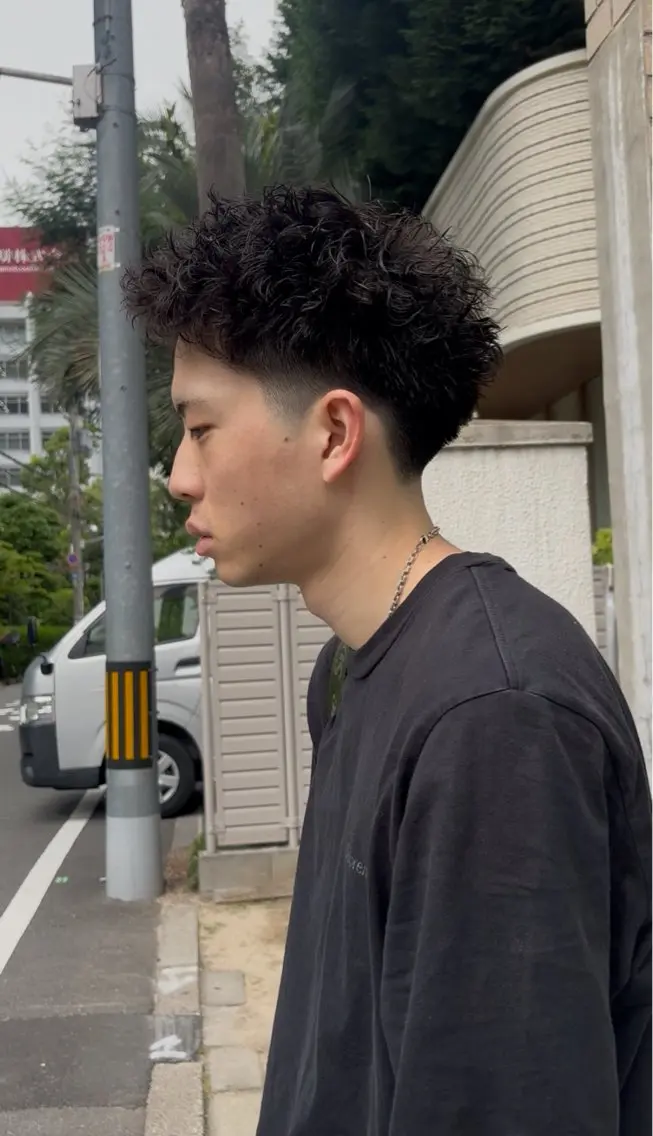 ショート パーマ メンズ 文字 遼哉のヘアスタイル