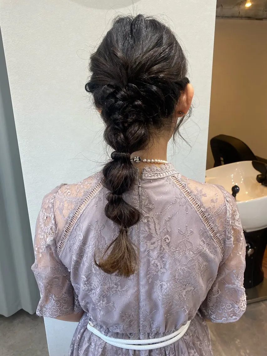 ミディアム カラー ヘアアレンジ 結婚式・ブライダル ヘアセット ボブ /ニュアンス/ satomi🧸💖のヘアスタイル