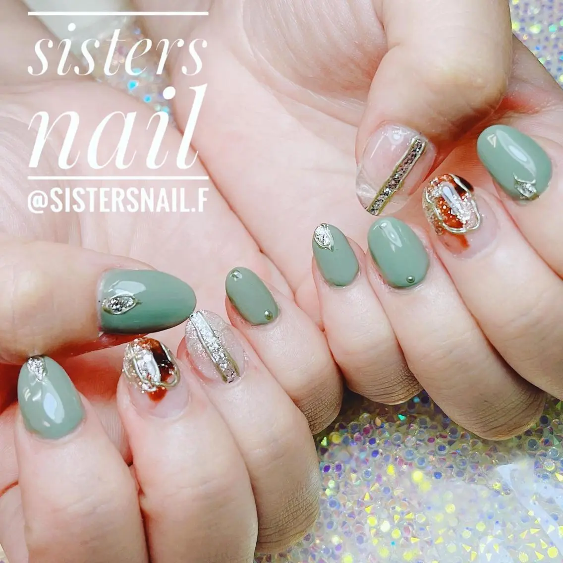 ネイル アートネイル ブラウン クリアネイル フレンチネイル ニュアンスネイル ハンドネイル ハンドケア sisters nail.fのネイルデザイン