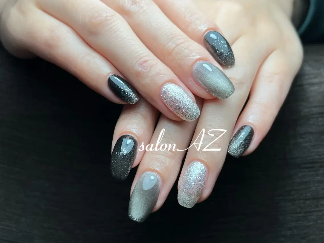 ネイル 長さ出し フットネイル フレンチネイル マグネットネイル ニュアンスネイル salon AZのネイルデザイン