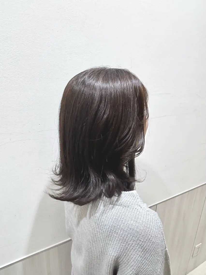 ミディアム カラー アッシュ アッシュブラウン ブラウンカラー 透明感カラー オレンジ 野口 実優のヘアスタイル