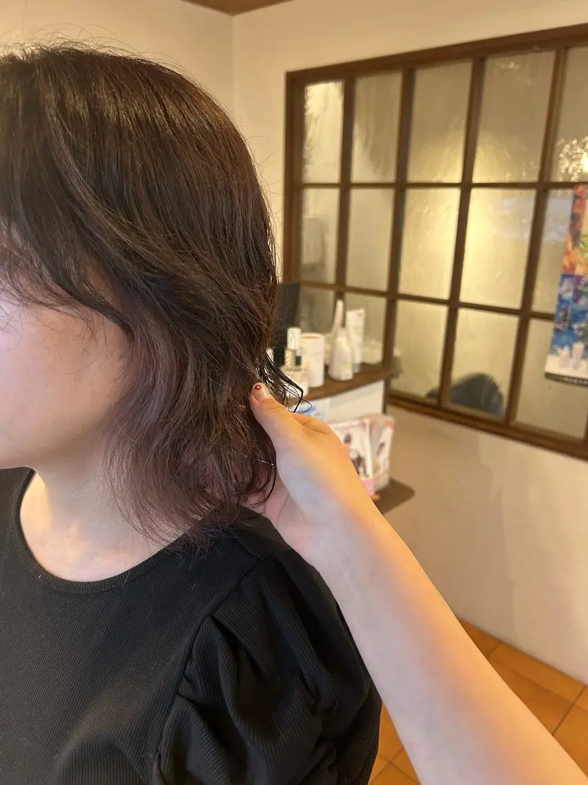 ミディアム カラー ベージュカラー インナーカラー ピンクカラー ピンクベージュ 徳永　髪質改善 カラー🪄💫のヘアスタイル