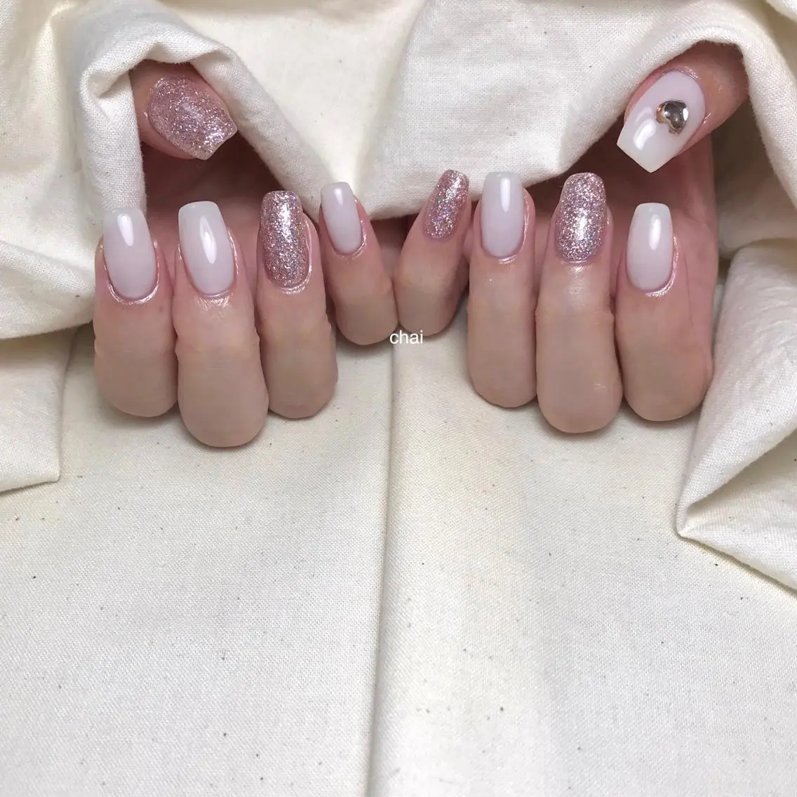ネイル ハート ピンク ハンドネイル chai nail _ai📍鶴橋/桃谷のネイルデザイン
