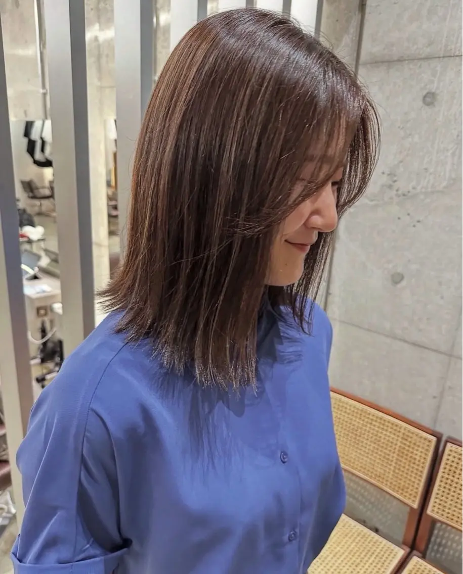 セミロング ハイライト Watanabe Maiのヘアスタイル