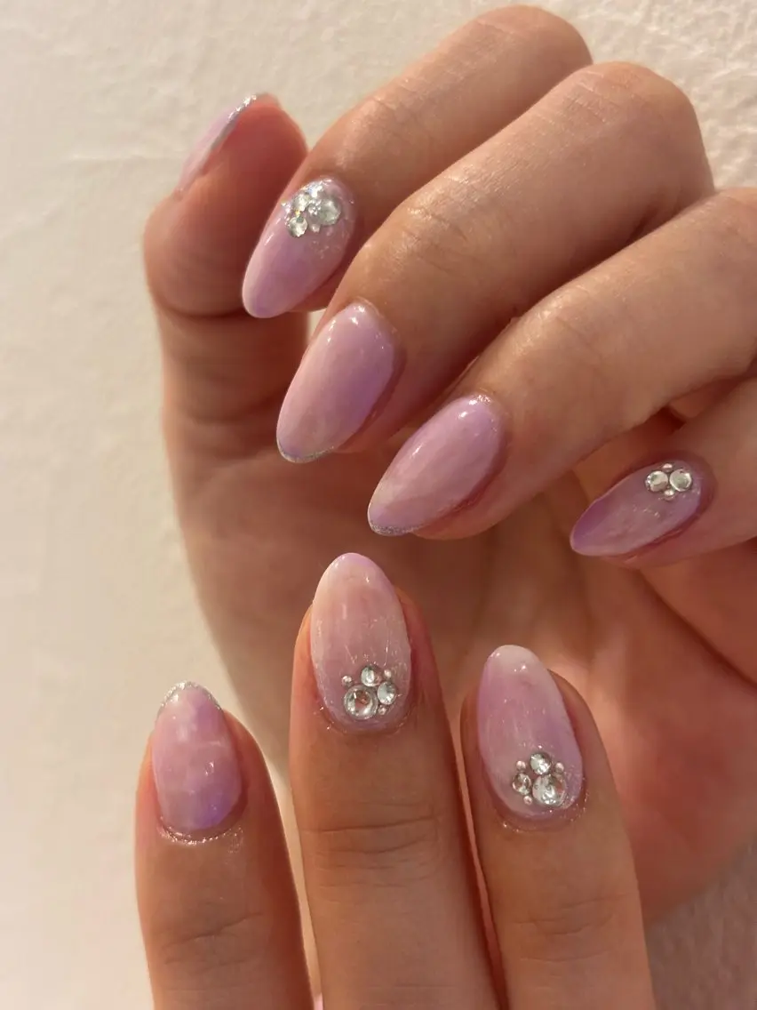 ネイル キラキラネイル 大理石ネイル(マーブル) ブライダルネイル ハンドネイル Ann nailのネイルデザイン