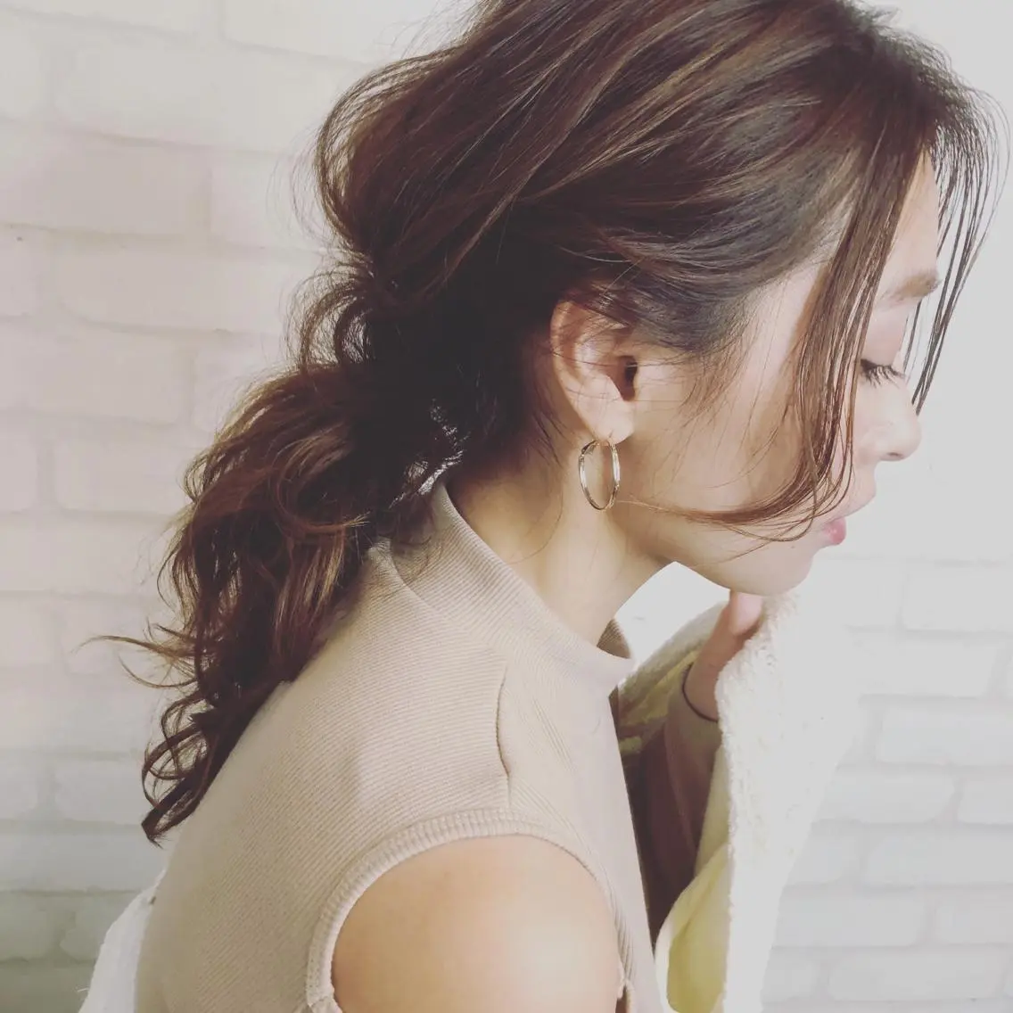 ミディアム カラー ヘアアレンジ カット ヘアカラー トリートメント ヘッドスパ premier modelsのヘアスタイル