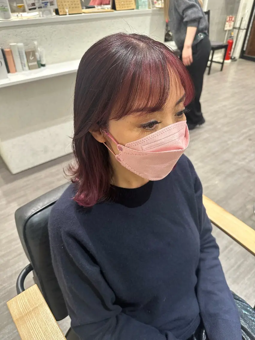 ミディアム カラー ピンクカラー 艶髪レイヤー上田 紗也🇰🇷💗のヘアスタイル
