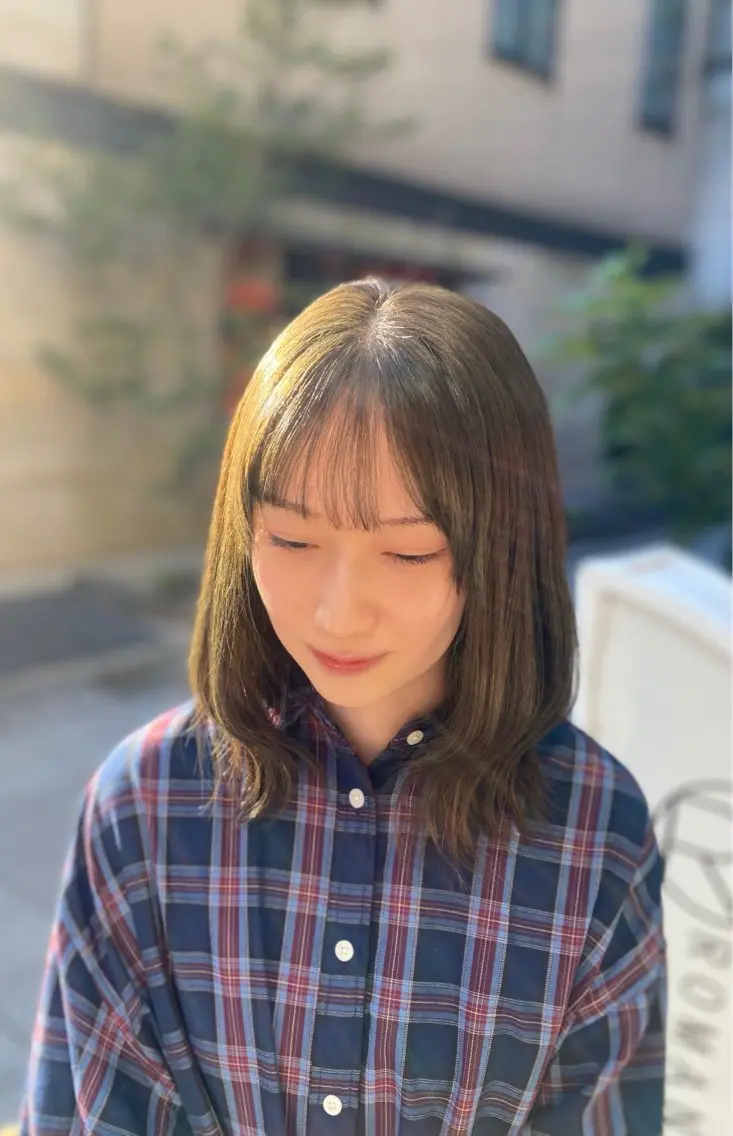 ミディアム カット ヘアカラー トリートメント 木場 真愛耶のヘアスタイル