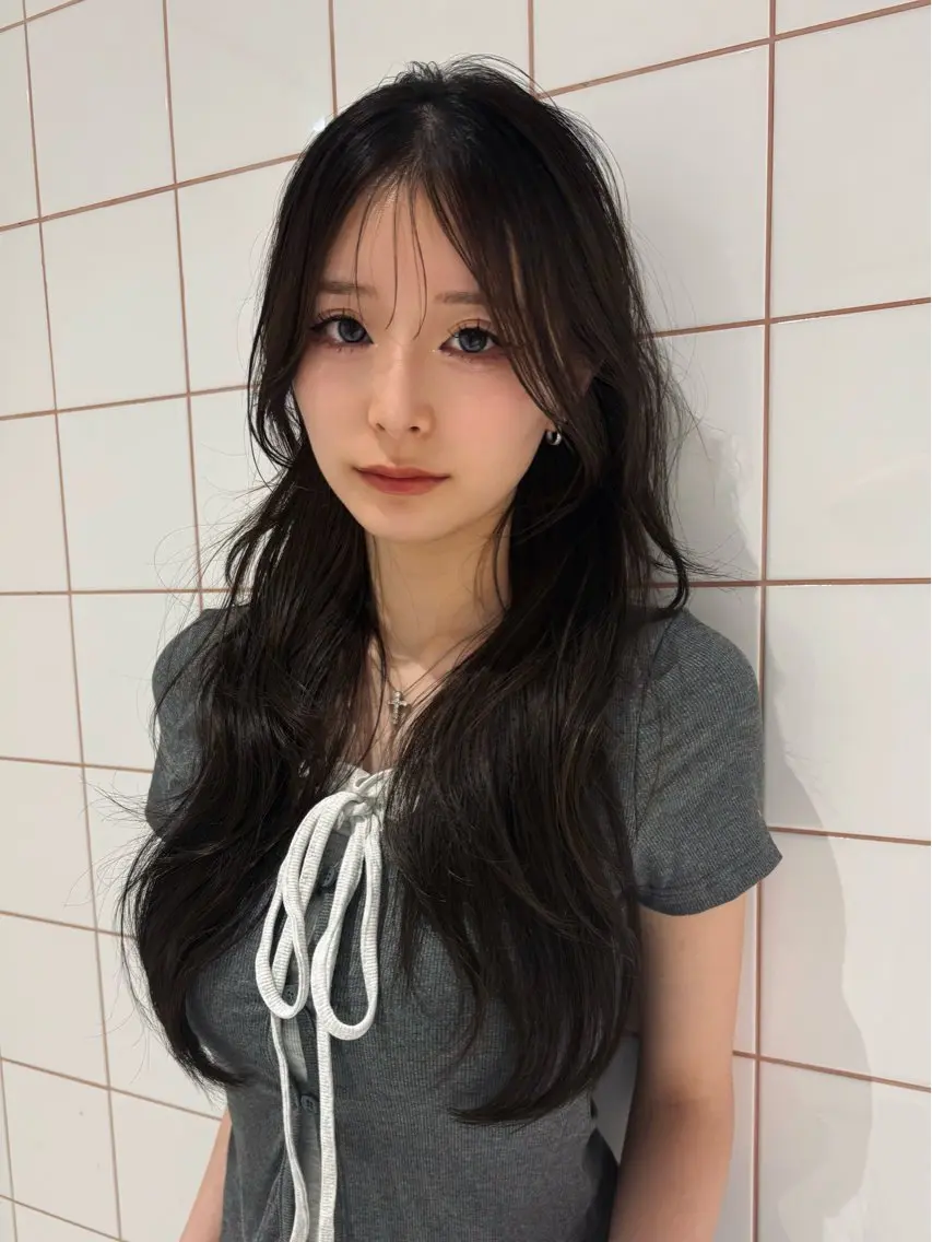 ロング カラー 透明感カラー トリートメント 色気レイヤースタイル 洒落色気ヘアマサトのヘアスタイル