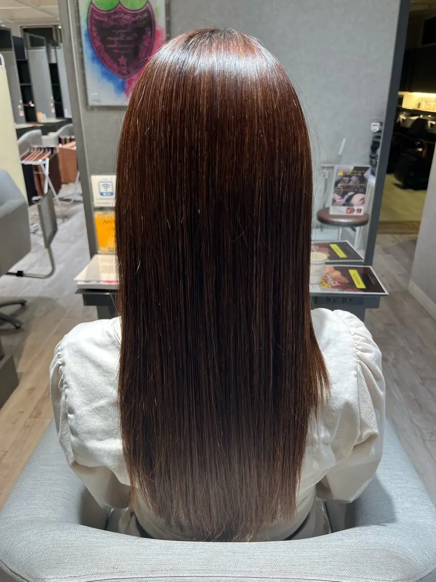 ロング 縮毛矯正 茶園 空のヘアスタイル