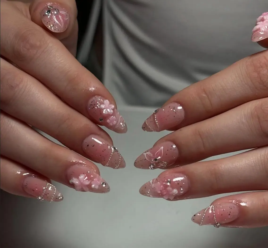 ネイル アートネイル ジェルネイル キラキラネイル ミラーネイル ピンク ハンドネイル Ryu Nail NekoChanのネイルデザイン