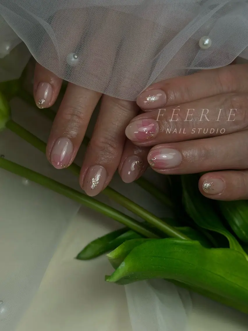 ネイル 成人式 長さ出し フットネイル フレンチネイル ジェルネイル ハンドネイル ハンドケア nail salon Feerieのネイルデザイン