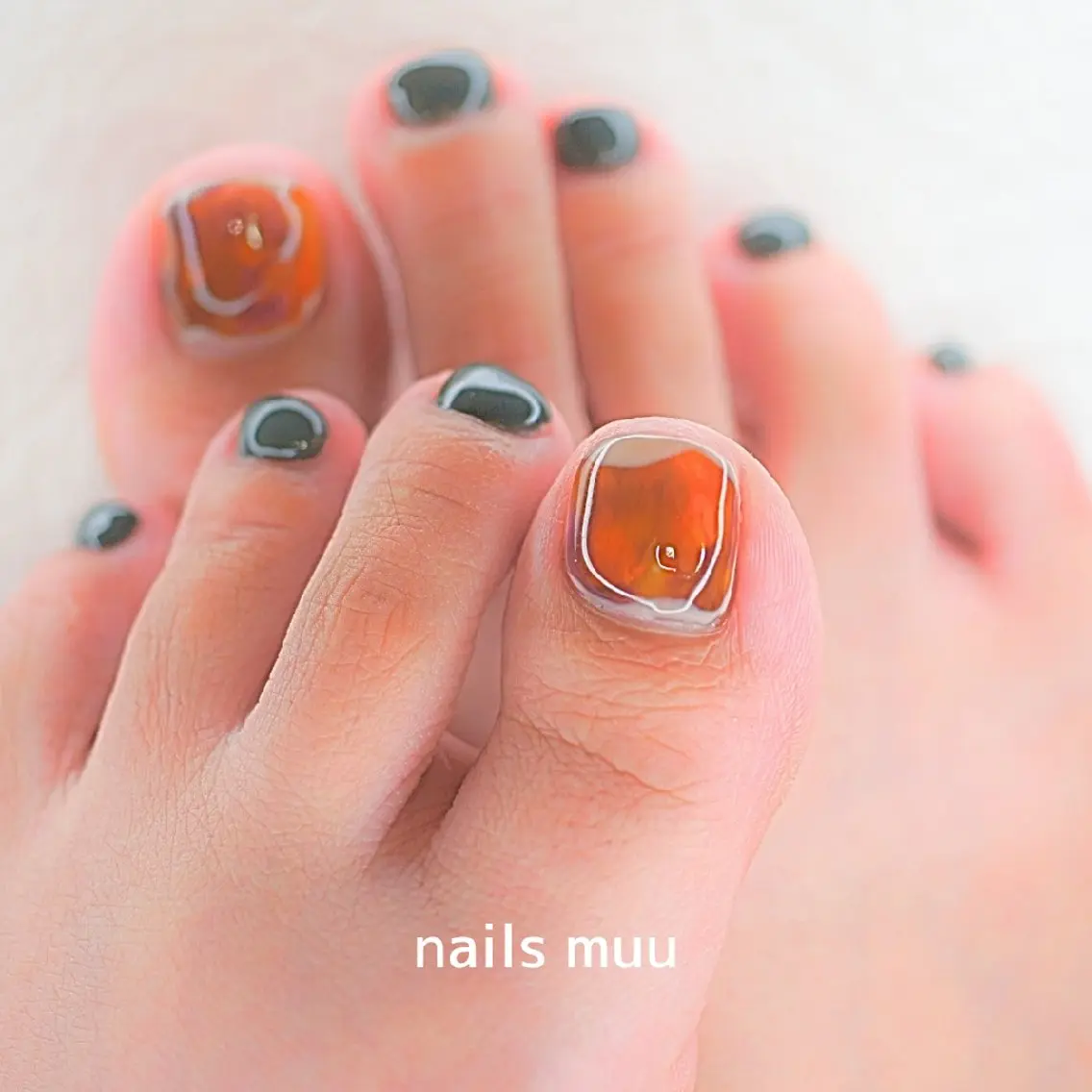 ネイル べっ甲ネイル フットネイル パープル nails muu まゆのネイルデザイン