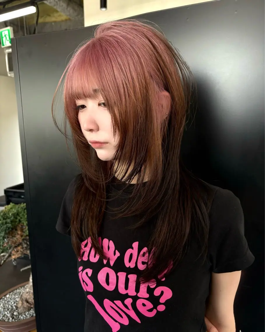 セミロング カラー カット ヘアカラー トリートメント jyui/原宿 ハイトーン/デザインのヘアスタイル
