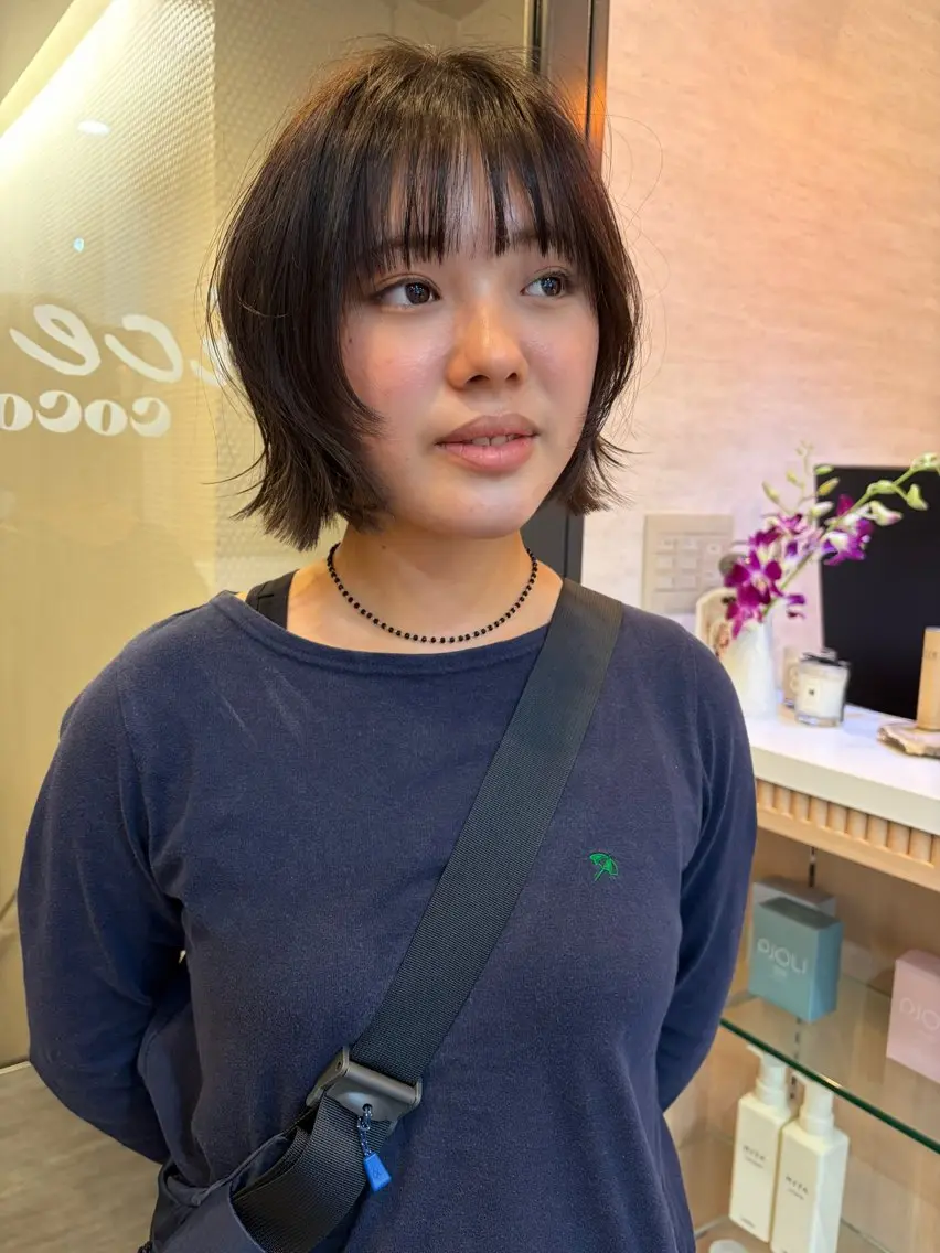 ショート ボブ 顔周りカット カット ヘアカラー トリートメント レイヤー/暖色/ 髪質改善/永礼芳果のヘアスタイル