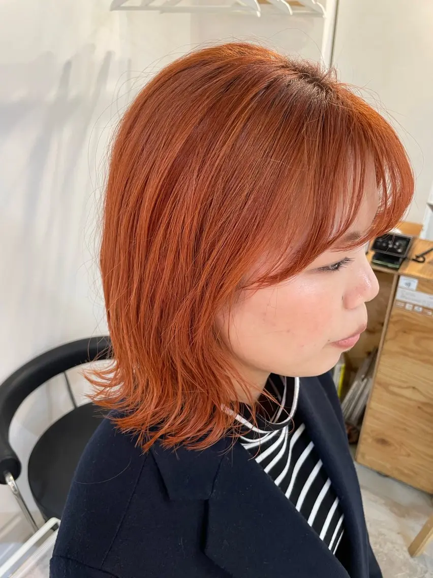 ミディアム カラー ブリーチ オレンジ fit/ madokaのヘアスタイル
