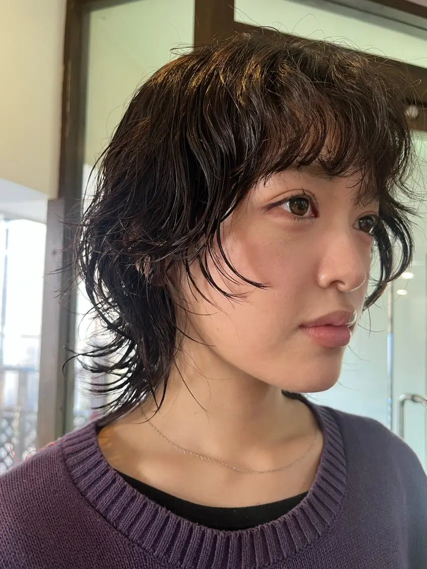 ミディアム ミディアムパーマ 顔周りカット カット パーマ 似合わせパーマ/ 山本銀次郎のヘアスタイル