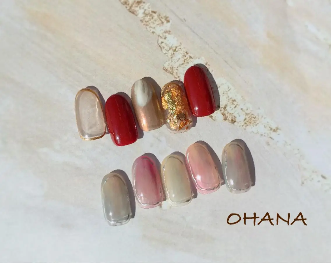 ネイル べっ甲ネイル フットネイル ラメ(グリッター) ラメグラデーション マグネットネイル nailroom OHANA🌴のネイルデザイン