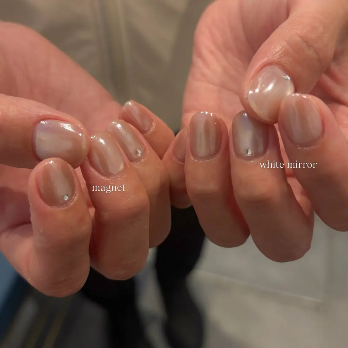 ネイル マグネットネイル ミラーネイル ホワイト ハンドネイル IZUMIꕤnail 堺筋本町｜心斎橋のネイルデザイン