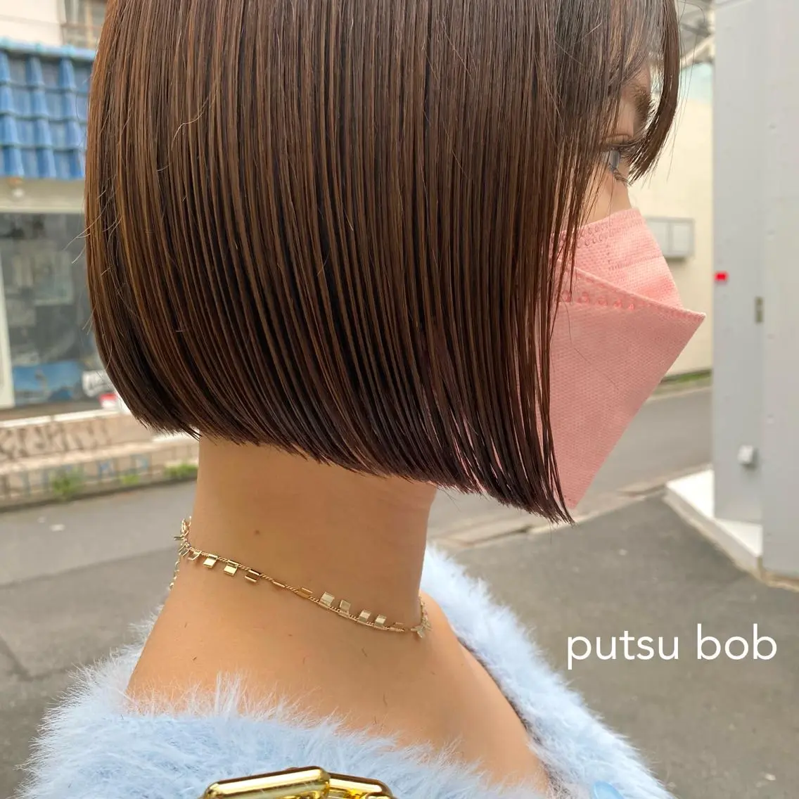ミディアム 縮毛矯正ボブ&顔まわ レイヤー♡TOMOEのヘアスタイル