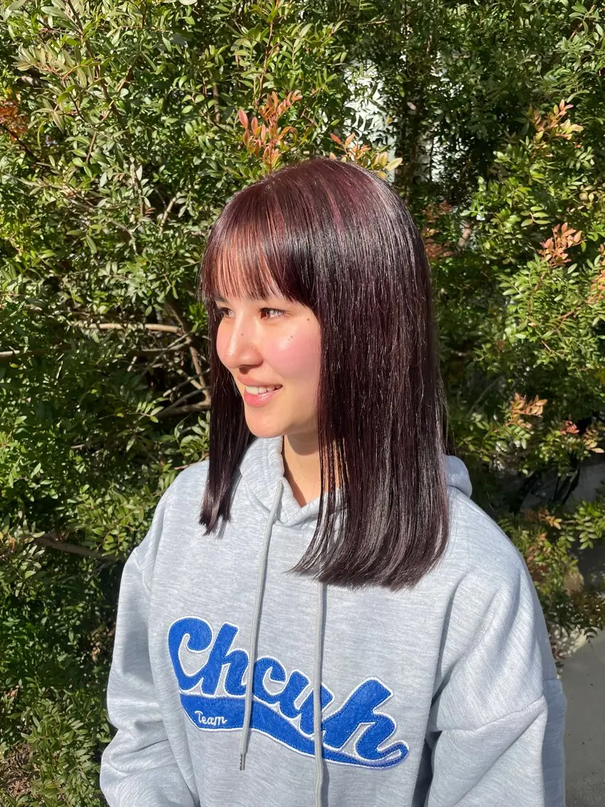 ロング カラー ハイライトカラー パープルカラー ハイライト 縮毛矯正 増田 ルナのヘアスタイル