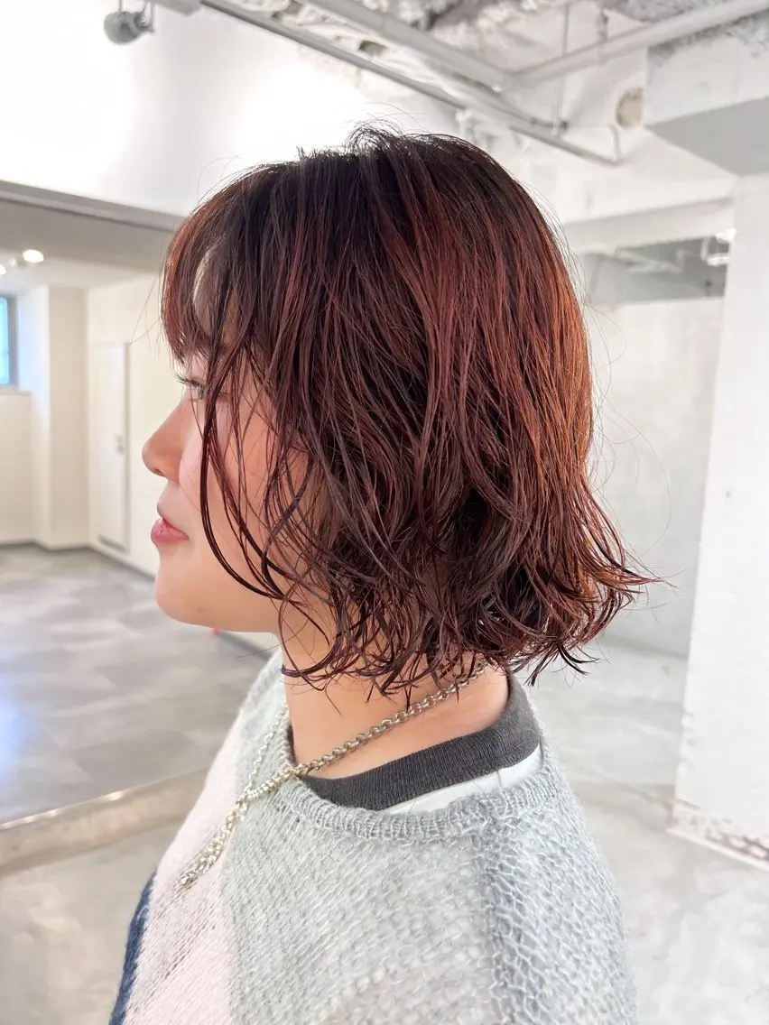 ショート カラー パーマ カット パーマ 切りっぱなしBOB 職人💜Anzuのヘアスタイル