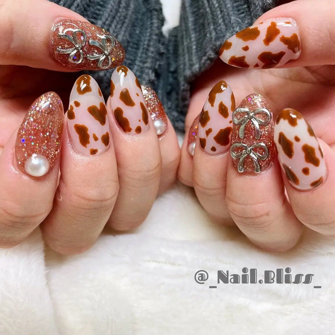 ネイル ブラウン オレンジ ハンドネイル NAIL BLISSのネイルデザイン